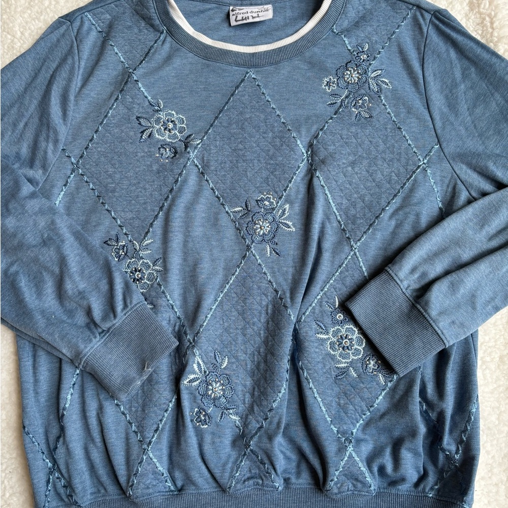 Alfred Dunner Blue Floral Sweater